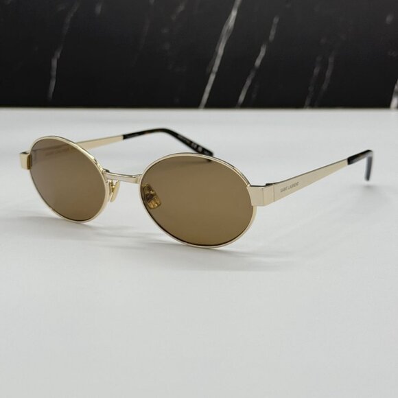 NEW SAINT LAURENT SL692 004 SUNGLASSES WOMEN OVAL GOLD EYEWEAR SL 692 004 - Picture 4 of 13
